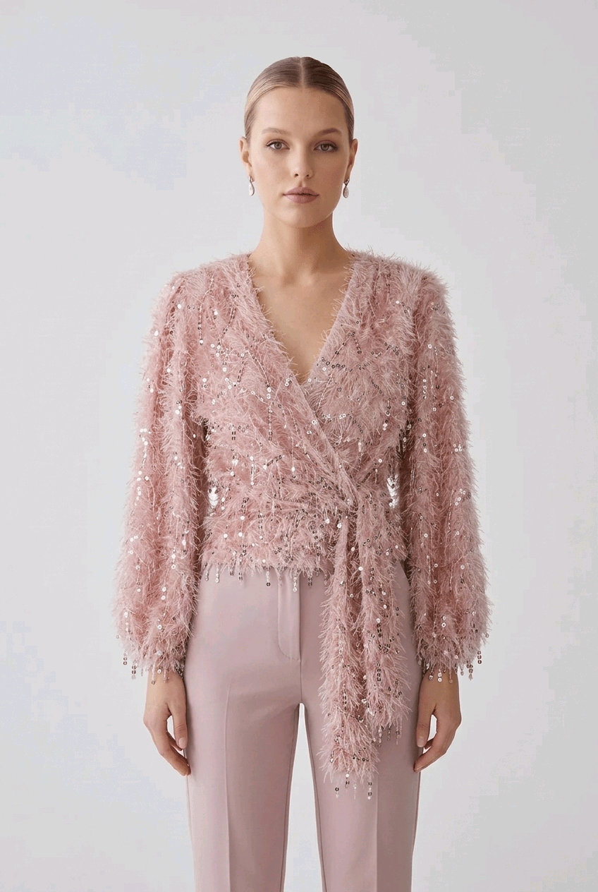 Fuzzy Sequin Blouse | Elora Venecci