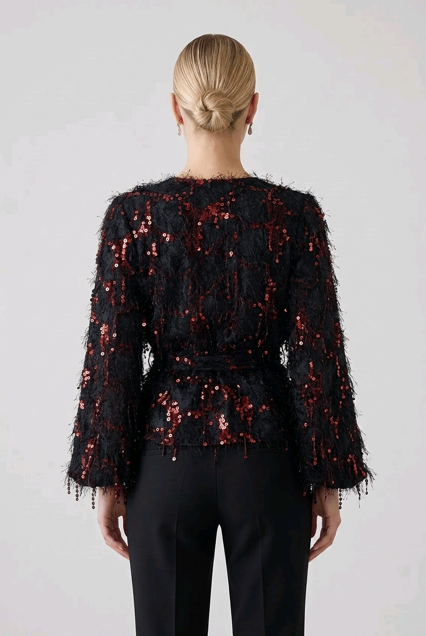 Fuzzy Sequin Blouse | Elora Venecci