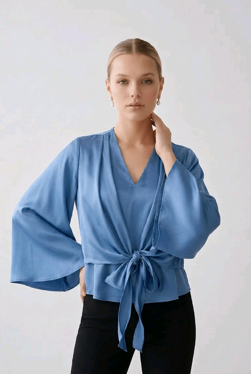 Satin Tie Blouse | Elora Venecci