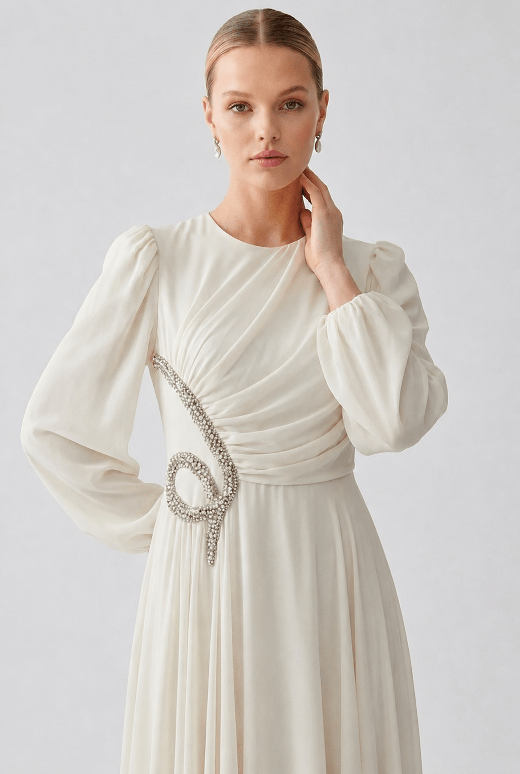 Chiffon Crystal Embellished Maxi Dress | Elora Venecci